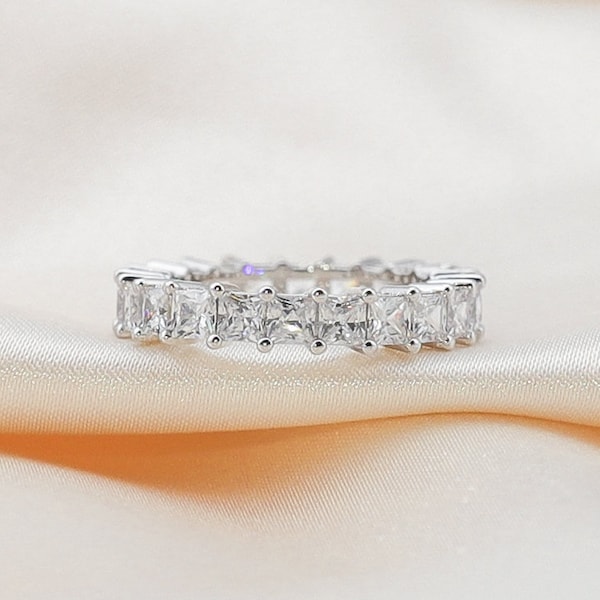 Eternity Ring Wedding Band Rings for Women Wedding Ring Statement Rings for Women Stacking Rings Baguette Ring Princess Cut Gift for Her