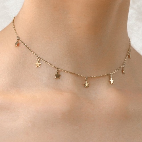 Star Delicate Jewelry Bling For Girl Gift Pendant Necklace Choker Chain Bib 