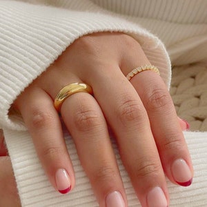 Gold Rings for Women Dome Ring Statement Ring Minimalist Ring Chunky Gold Ring Stacking Rings Cocktail Ring Gold Ring Women Gift for Her image 3