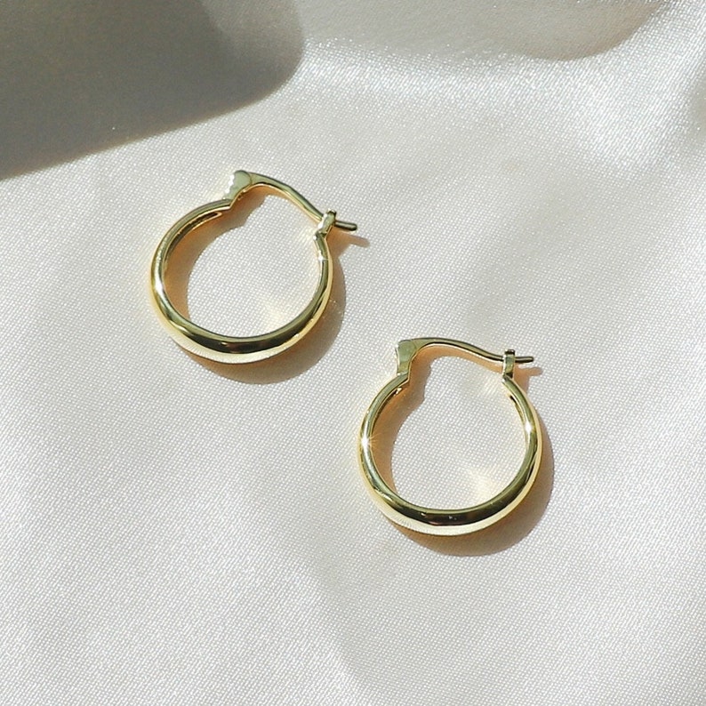 18K Gold Hoop Earrings Small Hoop Earrings Gold Hoops Etsy