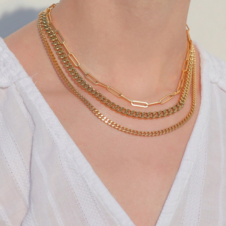 Curb Chain Necklace Gold Necklace Necklaces for Women Layered Etsy