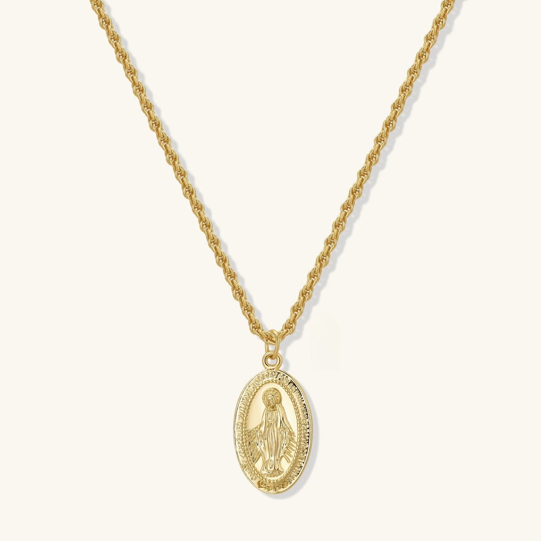 18K Gold Virgin Mary Necklace Gold Necklace Necklaces for Women