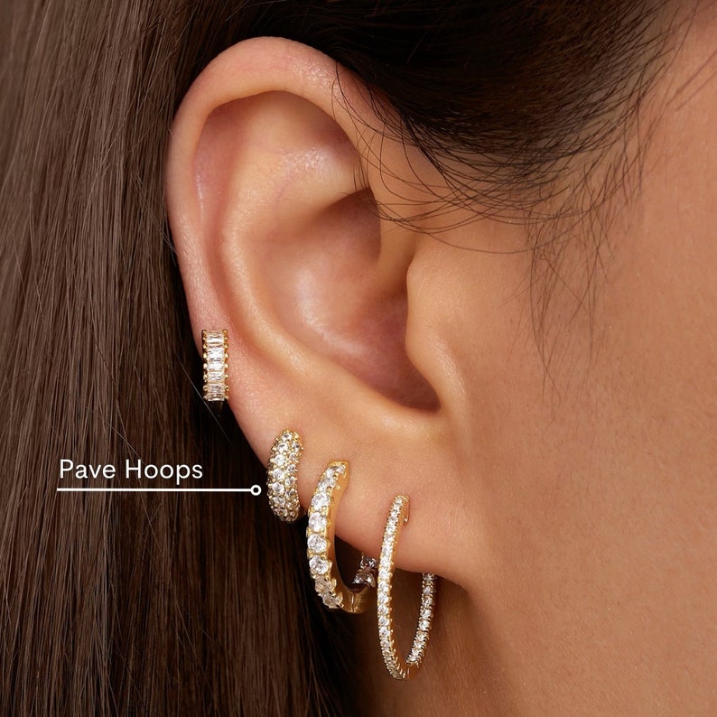 18K Gold Hoop Earrings Small Hoop Earrings Gold Hoops Diamond Earrings Minimalist Jewelry Huggie Earrings Gift for Her Bridesmaid Gifts image 2