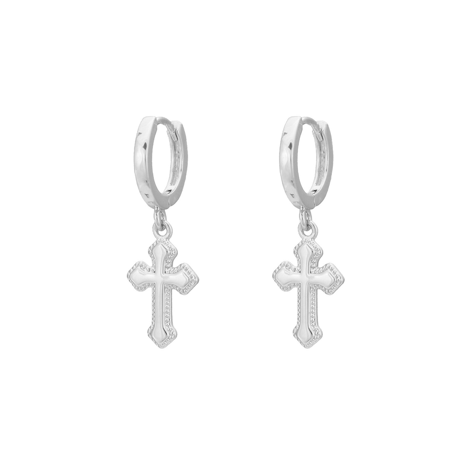 Believer Cross Hoop Earrings, Gold