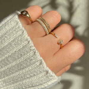 Pave Diamantvigselring Evighetsring Förlovningsring Guldring Stapelringar Statementring Minimalistisk ring Vigselring Present till henne bild 8