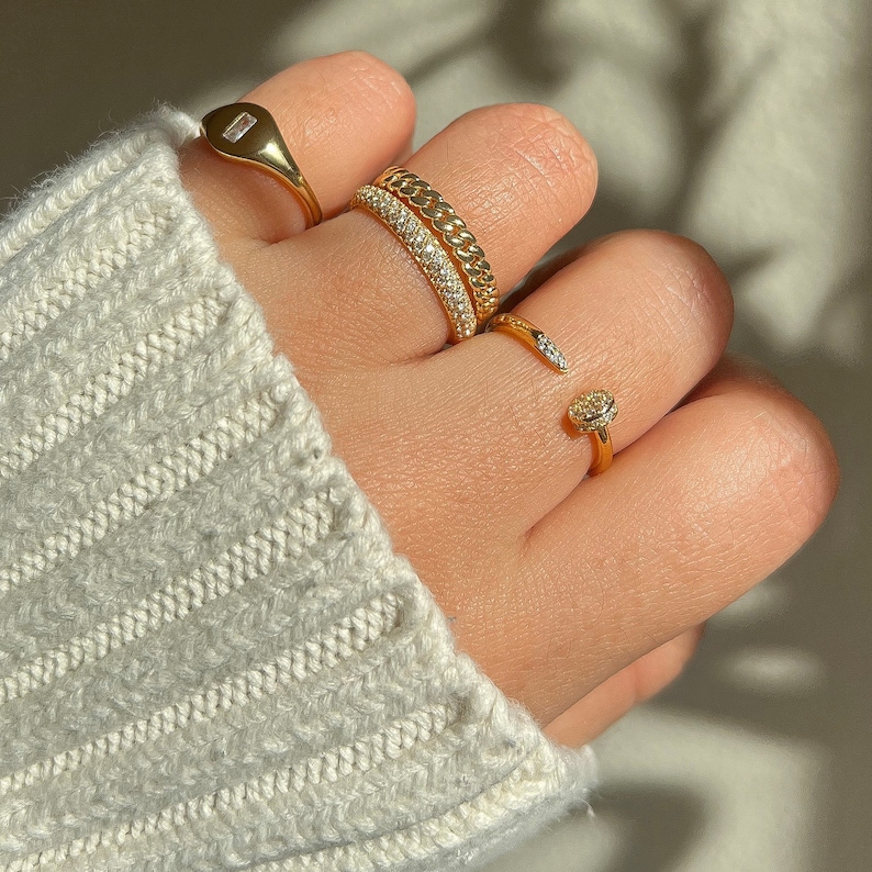 Pave Diamantvigselring Evighetsring Förlovningsring Guldring Stapelringar Statementring Minimalistisk ring Vigselring Present till henne bild 8