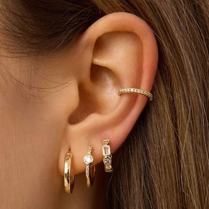 18K Gold Ear Cuff Gold Hoop Earrings Tiny Ear Cuff Cartilage Earrings for Women Ear Cuff for Women Diamond Earrings Mom Gift for Her image 5