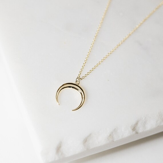 18k Gold Moon Necklace Crescent Moon 