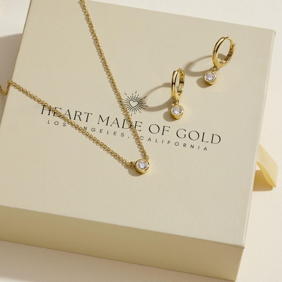 Heart Made of Gold 14K Gold-Filled Diamond Bezel Set 14k Gold Filled Necklace Diamond Earrings Gold Necklaces for Women 14K Gold  Necklace Set Jewelry Set Christmas Gift for Mom Gift for Her - Etsy