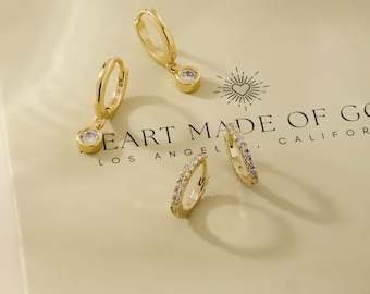 18K Gold Hoop Earrings Small Hoop Earrings Earring Set Jewelry Gift Set Gifts for Her Gold Hoops Huggie Earrings Gift for Mom Gift for Her