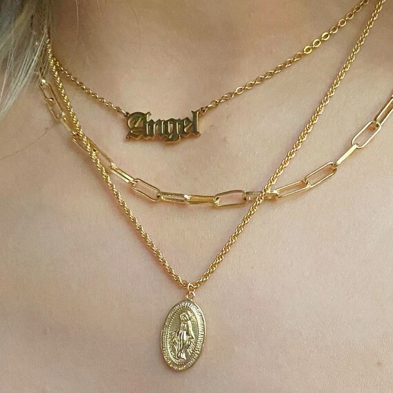 18K Gold Virgin Mary Necklace Gold 