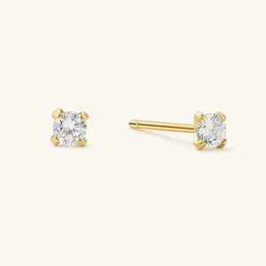 18k Stud Earrings Cartilage Earring Gold Studs Diamond Stud Earrings Gold Earrings Minimalist Earrings Dainty Earrings Circle Gift for Her 3 mm