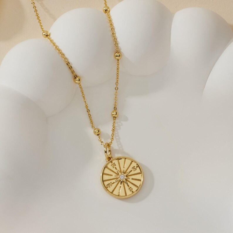 Gold Medallion Pendant Necklace Coin Necklaces for Women Gold Filled Necklace Dainty Necklace Pendant Necklace Layered Necklace Gift for Her image 10