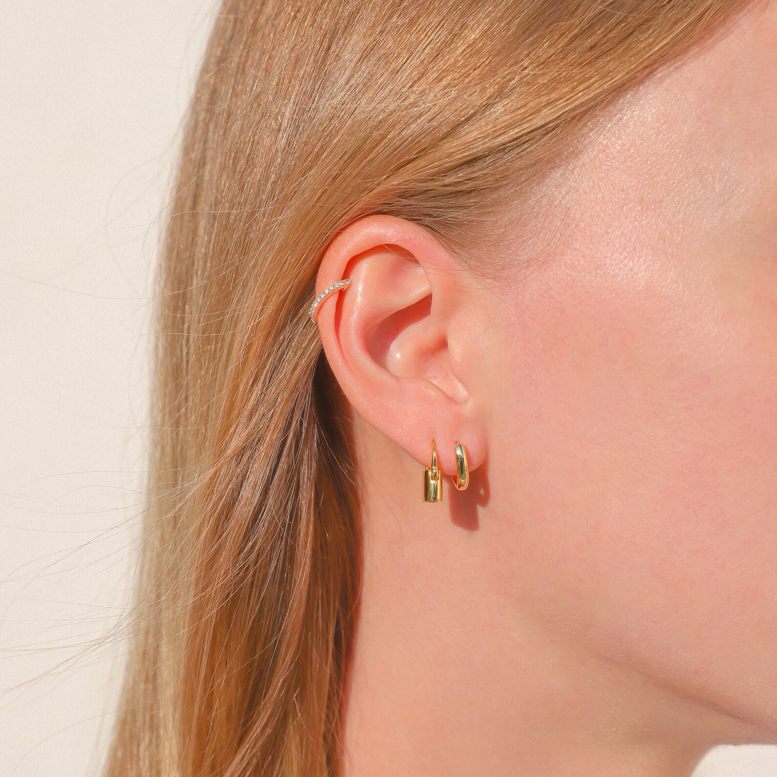 Gold Lock Earrings Padlock Hoop Earrings Huggie Earrings Small Etsy