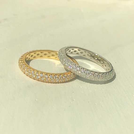Pave Diamond Wedding Band Eternity Ring Engagement Ring Gold Ring Stacking Rings Statement Ring Minimalist Ring Wedding Ring Gift for Her