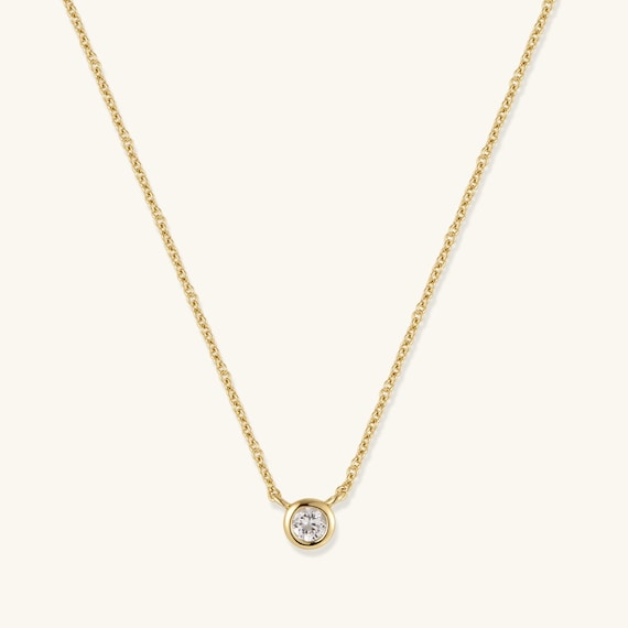 14K Gold Filled Diamond Necklaces for Women Diamond Solitaire Pendant Dainty Necklace Diamond Bezel Necklace Graduation Gift for Her