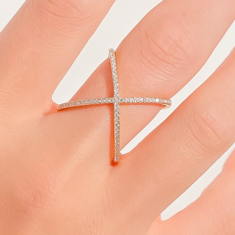 Criss Cross Ring Sterling Silver X Ring Gold Ring Stacking Etsy