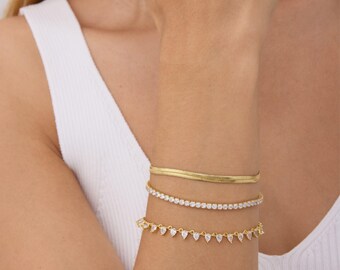 Diamond Tennis Bracelet Gold Bracelet for Women Stacking Bracelet