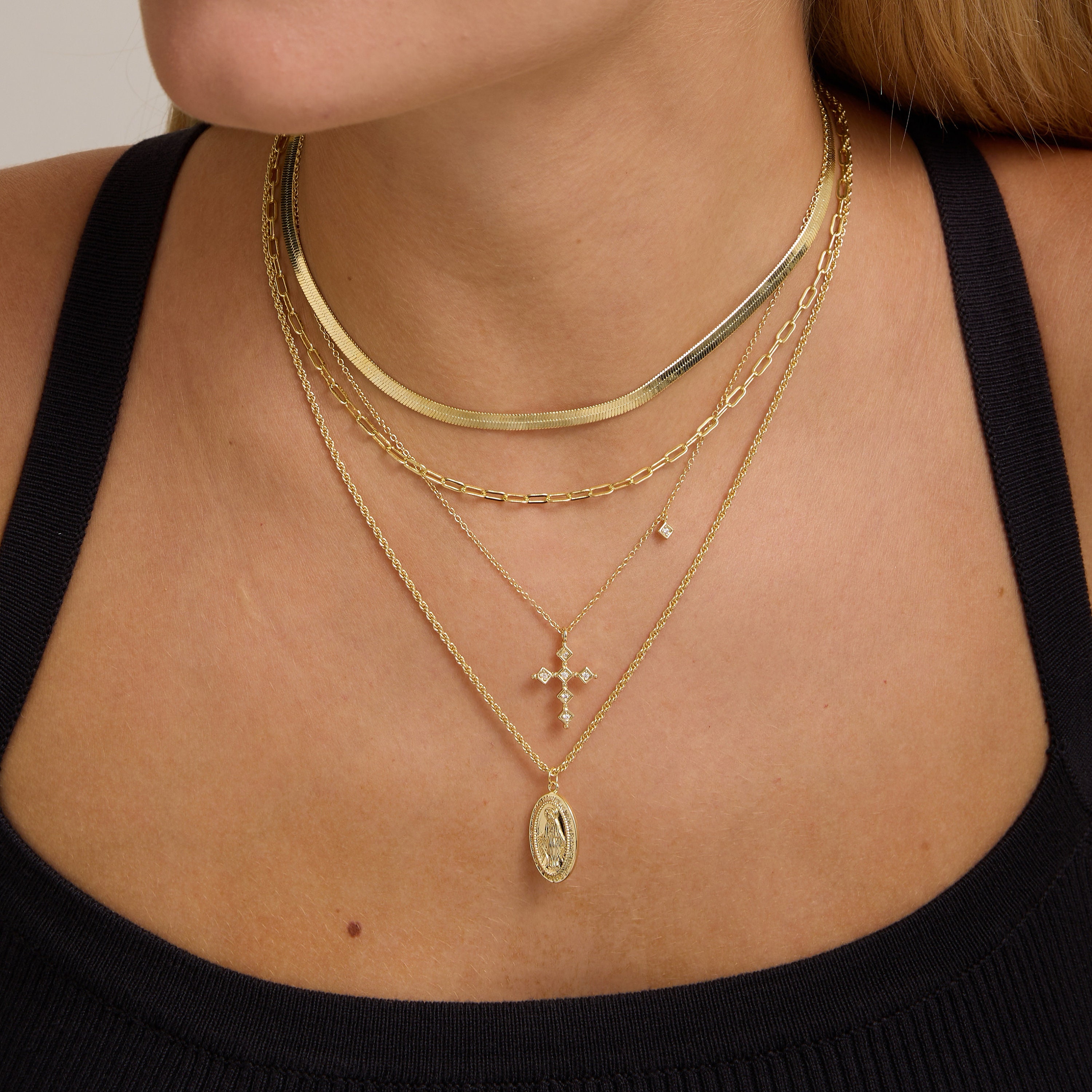 18K Gold Virgin Mary Necklace Gold Necklace Necklaces for Women