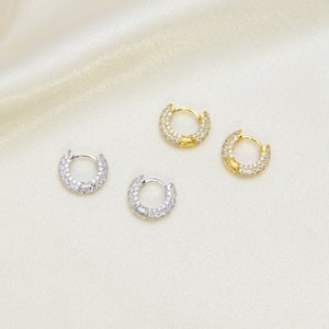 18K Gold Hoop Earrings Small Hoop Earrings Gold Hoops Diamond Earrings ...