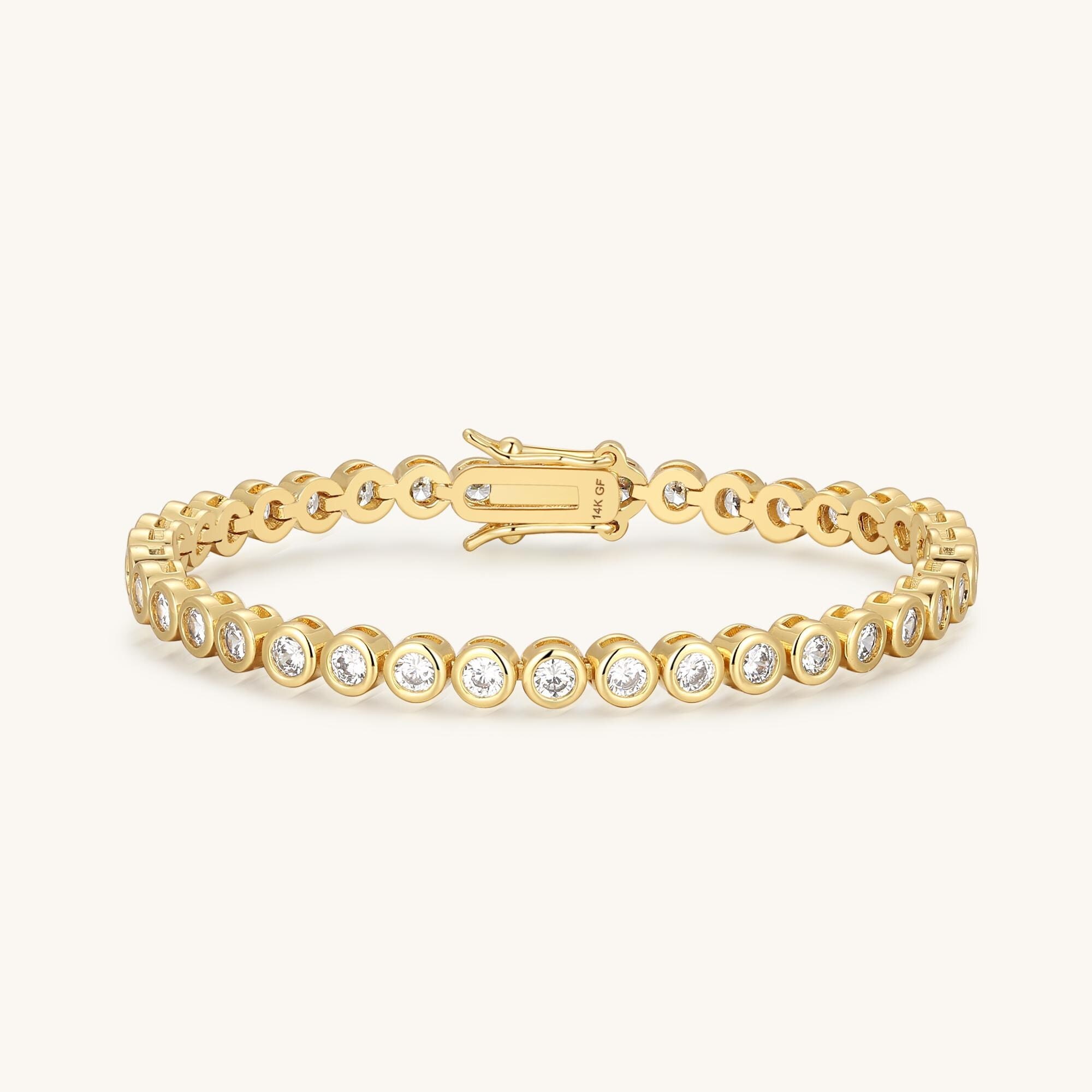 14K Diamond Tennis Bracelet Gold Filled Bracelet for Women Stacking Bracelet for Women Dainty Bracelet Gold Chain Bracelet Mom Gift for Her