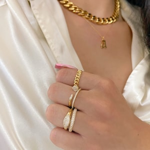Pave Diamantvigselring Evighetsring Förlovningsring Guldring Stapelringar Statementring Minimalistisk ring Vigselring Present till henne bild 3