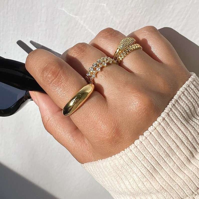 Gold Rings for Women Dome Ring Statement Ring Minimalist Ring Chunky Gold Ring Stacking Rings Cocktail Ring Gold Ring Women Gift for Her image 2