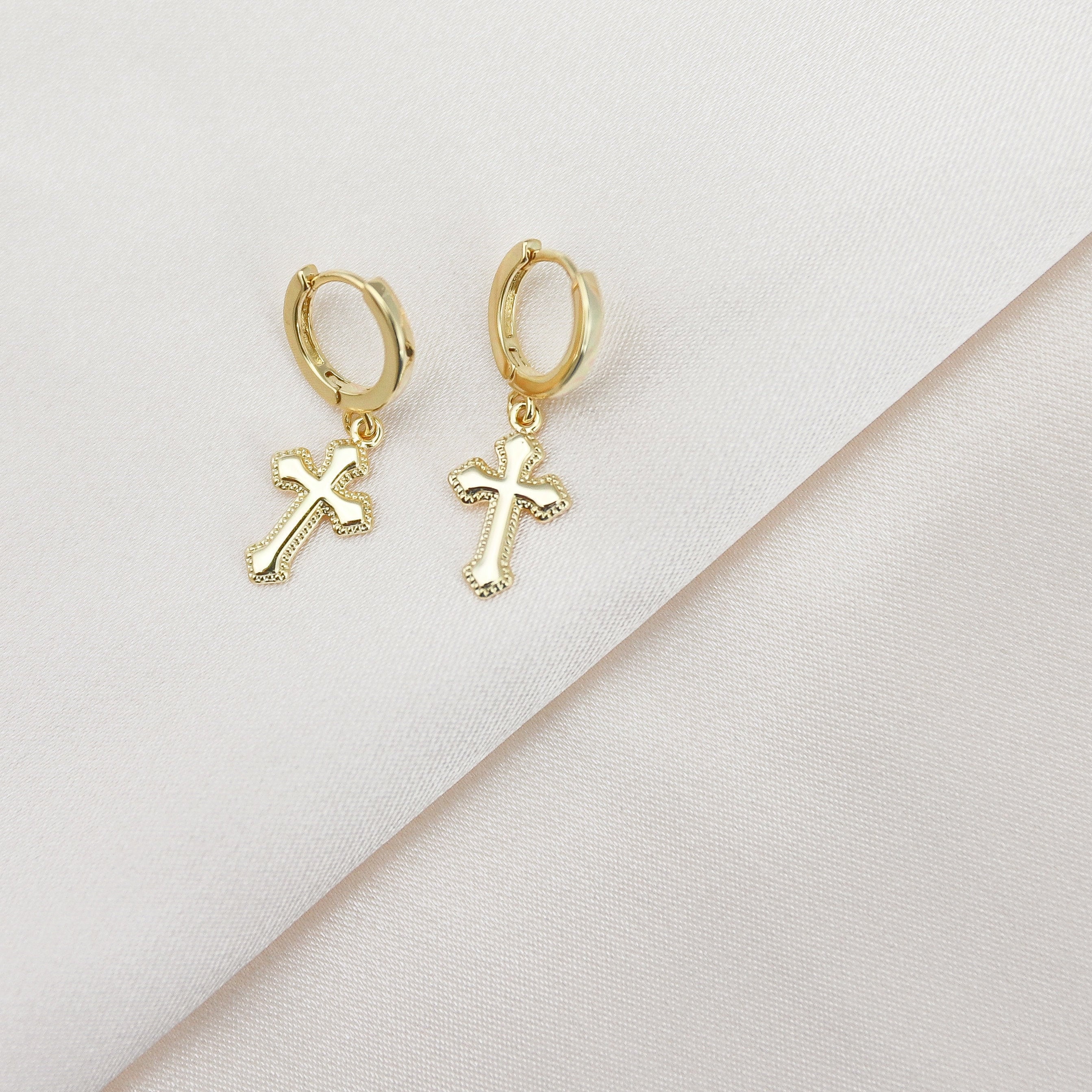 Gold Cross Hoop Earrings Gold Cross Hoop Earrings
