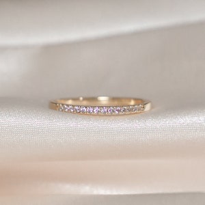 18K Gold Half Eternity Ring Wedding Band Stacking Rings Minimalist Ring CZ Eternity Ring Dainty Ring CZ Wedding Band Mom Gift for Her