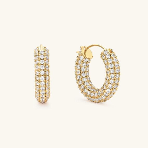 18K Gold Hoop Earrings Gold Hoops Gold Earrings Chunky Hoop