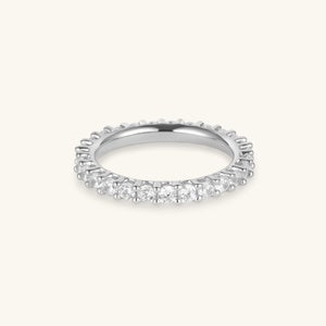 Bague d'éternité en or 18 carats pour femme, alliances empilables, alliance avec ZC, bague d'éternité minimaliste, cadeau pour elle, cadeaux pour maman Silver