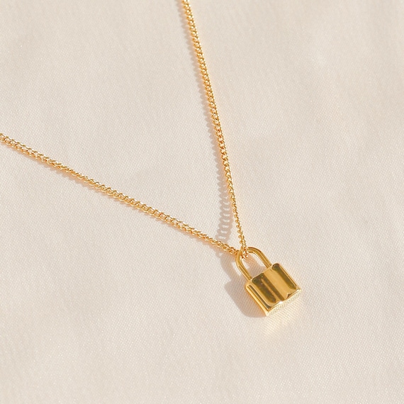 Lock Pendant Necklace Dainty Gold Necklace Padlock Necklace - Etsy Canada
