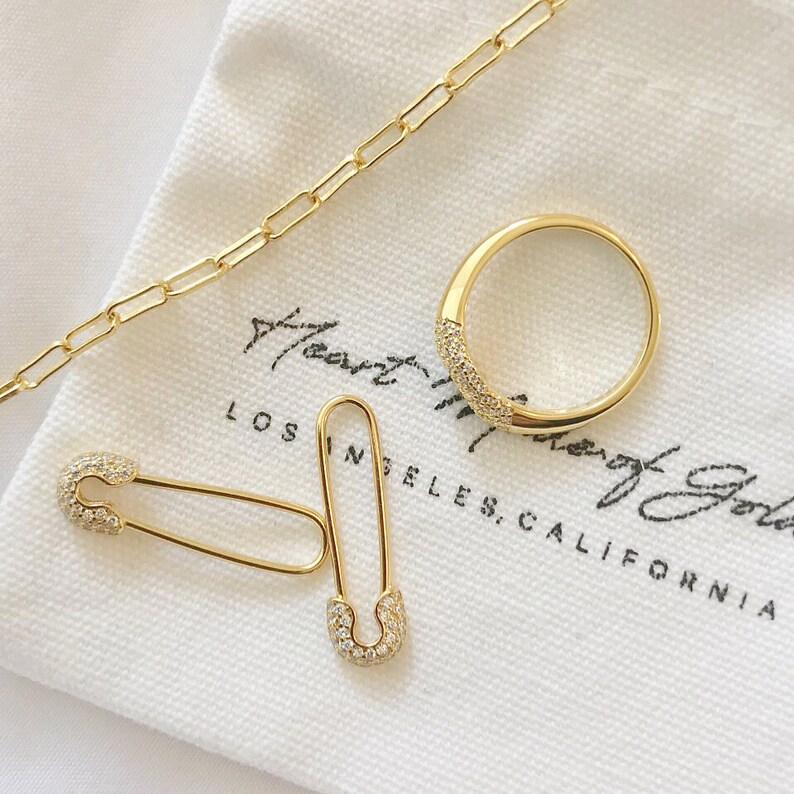 Gold Safety Pin Earrings Dangle Earrings Hoop Earrings Etsy