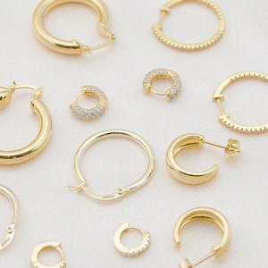 18K Gold Hoop Earrings Small Hoop Earrings Chunky Hoop Earrings ...