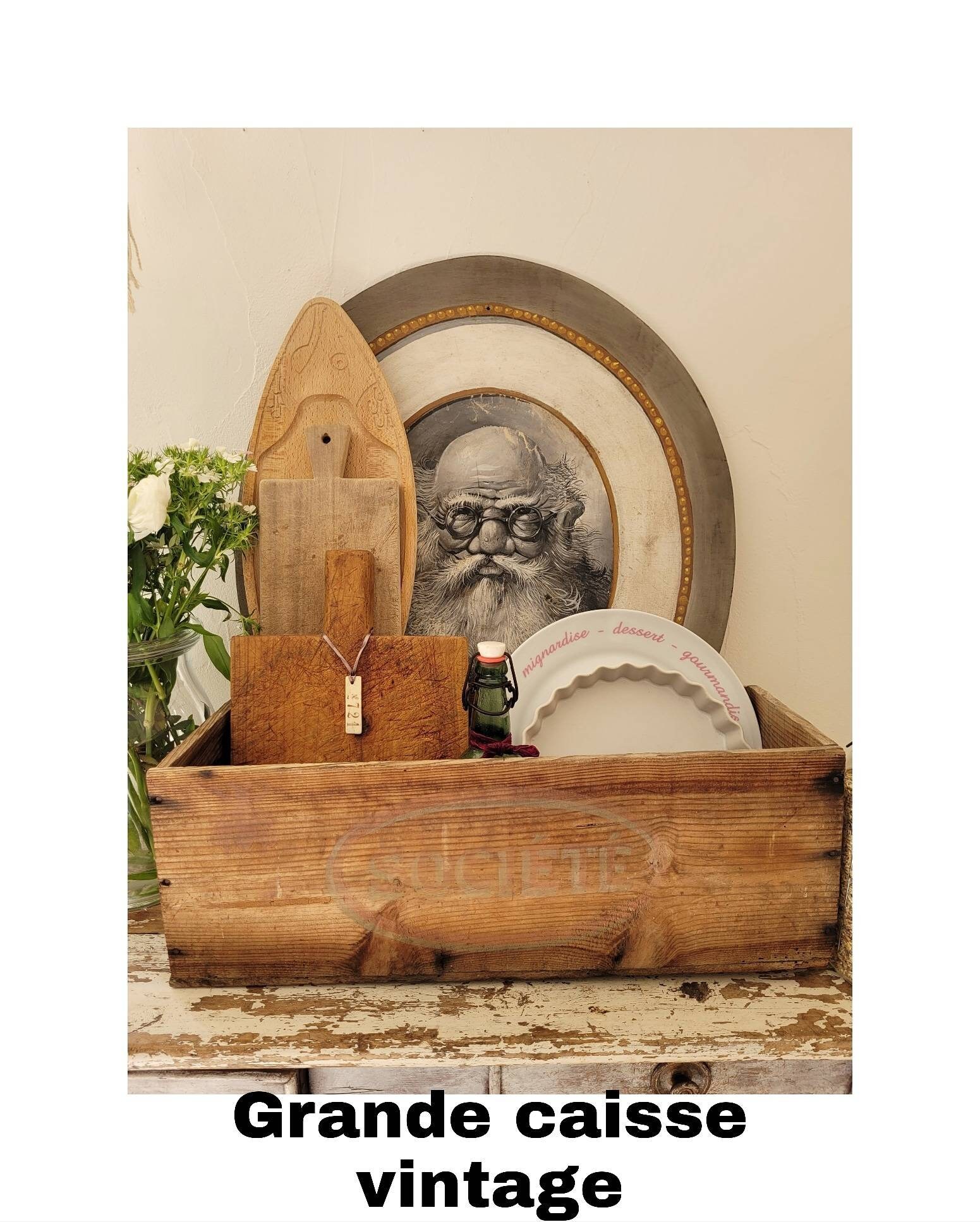 Grande Caisse en Bois Publicitaire Vintage