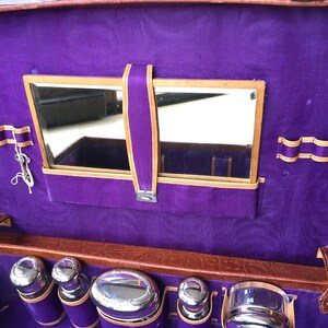 Cosmetic case travel case travel necessaire men 1920 Vintage Artdeco with bottles, mirror