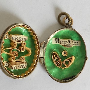 oval religious pendant/medallion hinged brass vintage 1940s pilgrimage souvenir