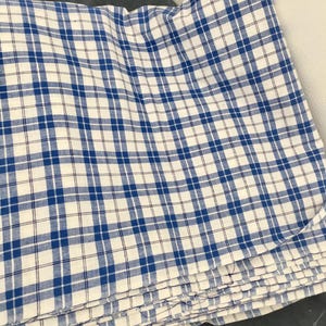 Fabric for farmhouse bed linen pattern check blue and white 1950s