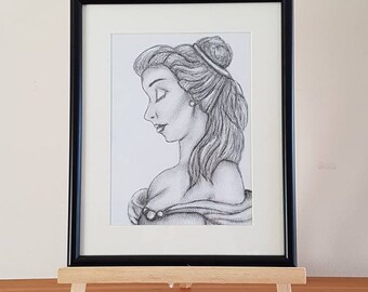 Encadrée Au Crayon Et Dessin Au Fusain Dariel Inspiré Par La