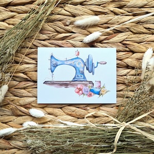 Macchina da cucire d'epoca. Biglietto macchina da cucire. Biglietti di auguri. Biglietti vuoti A6. Biglietto con stampa artistica. Biglietti unici. Alta qualità.