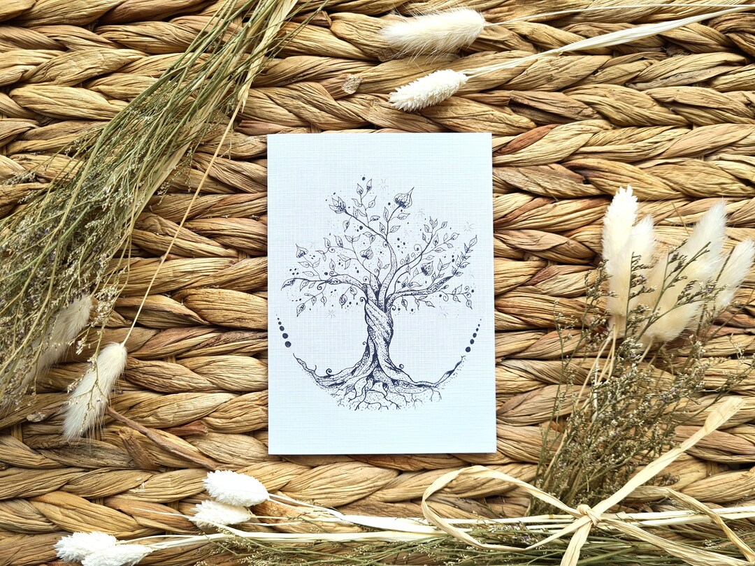 Tree of Life Greeting Card: Scottish Art, White Linen Card (A6) - Etsy UK