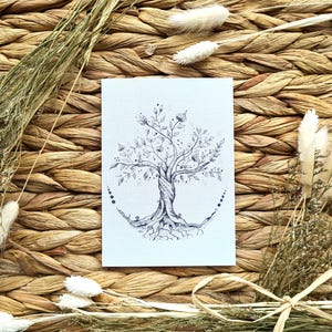 Biglietto d'auguri albero della vita, biglietto di lino bianco, stampe d'arte, albero della vita, arte, ogni occasione, biglietti vuoti, alta qualità, biglietti unici, A6.