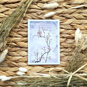 Cherry Blossom Greeting Card, White Linen Blank Cards, Cherry Blossom, Artwork Prints, Any Occasion, A6, High Quality, Birthday Card, Unique