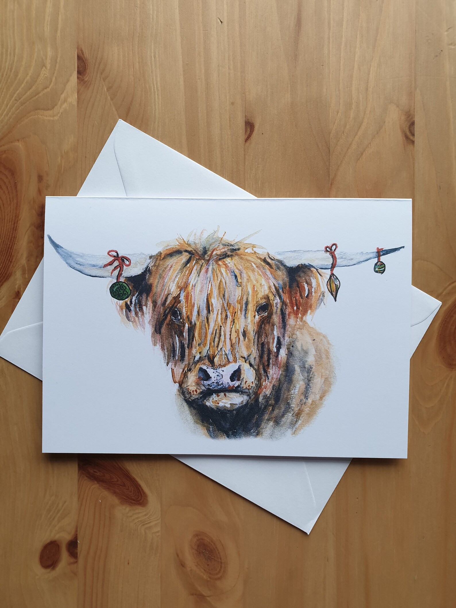 Christmas Cards Highland Cow Christmas Card Unique Artwork | Etsy