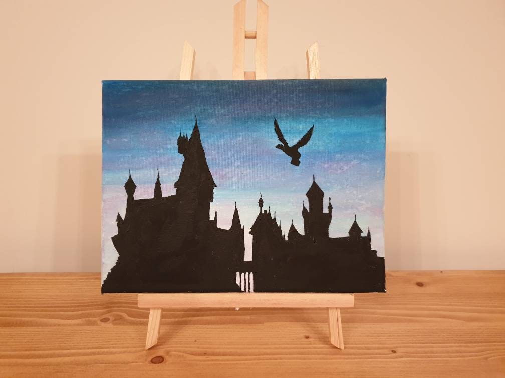 Hogwarts Castle Silhouette Acrylic Painting 129 Etsy