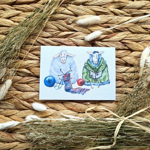 Carte de voeux Maa et Paa. Tricoter des moutons. Carte de mouton. Carte papa et maman. Carte grand-père et grand-mère. Carte vierge A6. Haute qualité. Tricotage.