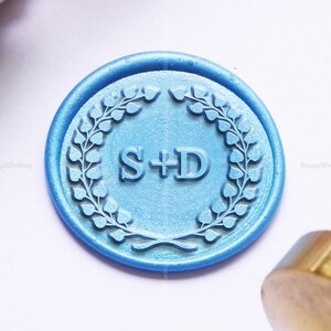Personalisierte Initialen mit Blätter Wachs Siegel stempel - Personalisierter Wachssiegel stempel - Einladungssiegel Kit - Wachssiegel Stempel - Personalisierter Siegelstempel