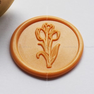 Sello de sello de cera de flor de tulipán - Sellado de cera de tulipán - Sello de cera de invitación de boda - Sello de sellos de cera de tulipán - Sello de sello de cera de sobre personal