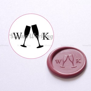 Personalisierte Initiale mit Champagner Wachs Siegel Stempel - Wein Siegel stempel - Lebensmittel Wachsstempel Kit - Gläser Siegelstempel - Geschenkbox Paket