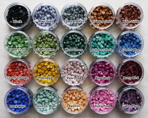 Superior Sealing Wax Beads 40 Colors Collection Octagon Wax Seal Beads 150  Pcs in Bottle for 40-50 Seals Special Unique Color Wax Beads 